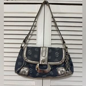 Y2K Genna de Rossi Vintage Purse in Blue and Silver Monogram Jean
